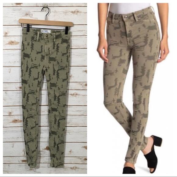 Free People Long & Lean High Waist Denim Camo Leggings - 25 - Picture 1 of 12
